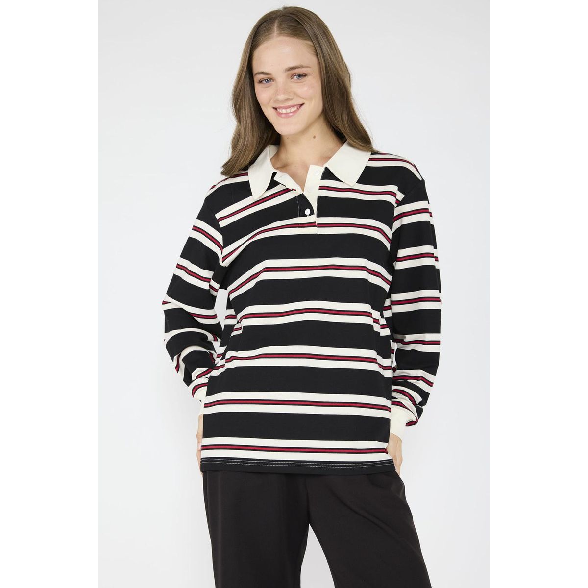 ECLIPSE - Polera Rugby Zoe Negro