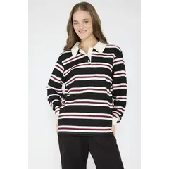 ECLIPSE - Polera Rugby Zoe Negro