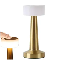 GENERICO - Lampara De Mesa Touch Led Recargable USB Dorada Pantalla Blanca