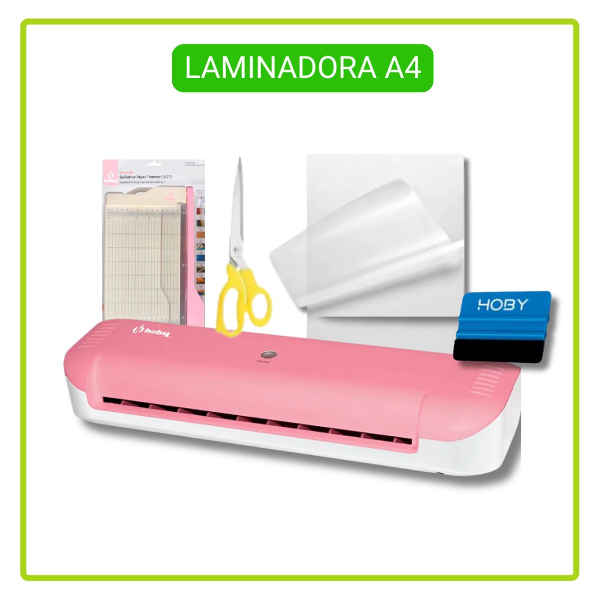 GENERICO - Plastificadora Laminadora Hoby A4 Rosada OC01