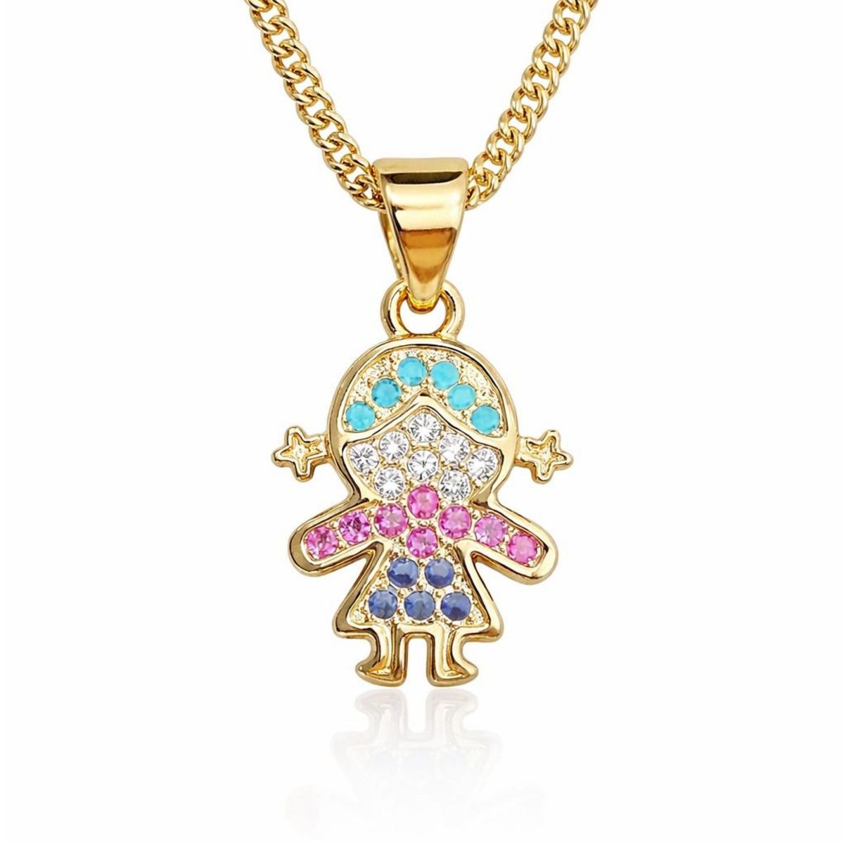 JOYAS LANDEROS - Collar Niña Cristales Enchapado en Oro 18k 50CM