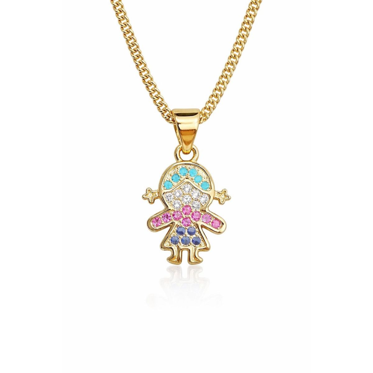 JOYAS LANDEROS - Collar Niña Cristales Enchapado en Oro 18k 50CM