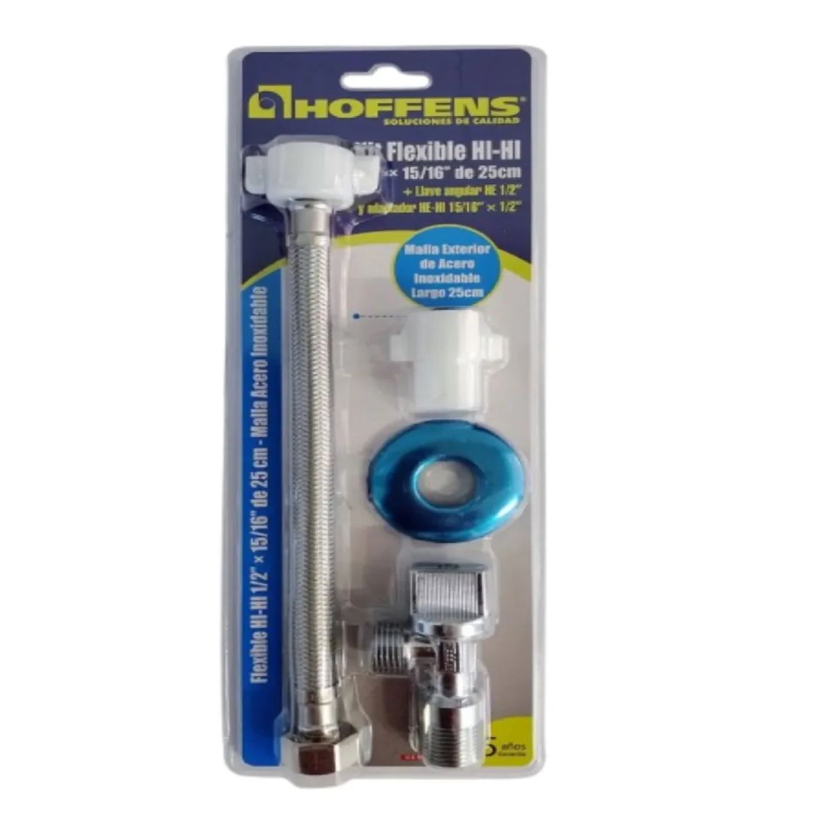 HOFFENS - Llave Angular Laton + Flexible Acero Inoxidable 25cm Hoffens