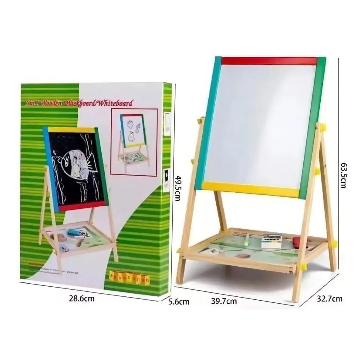 GENERICO - Pizarra Atril Para Niño Magnetica Doble tizaplumón Madera