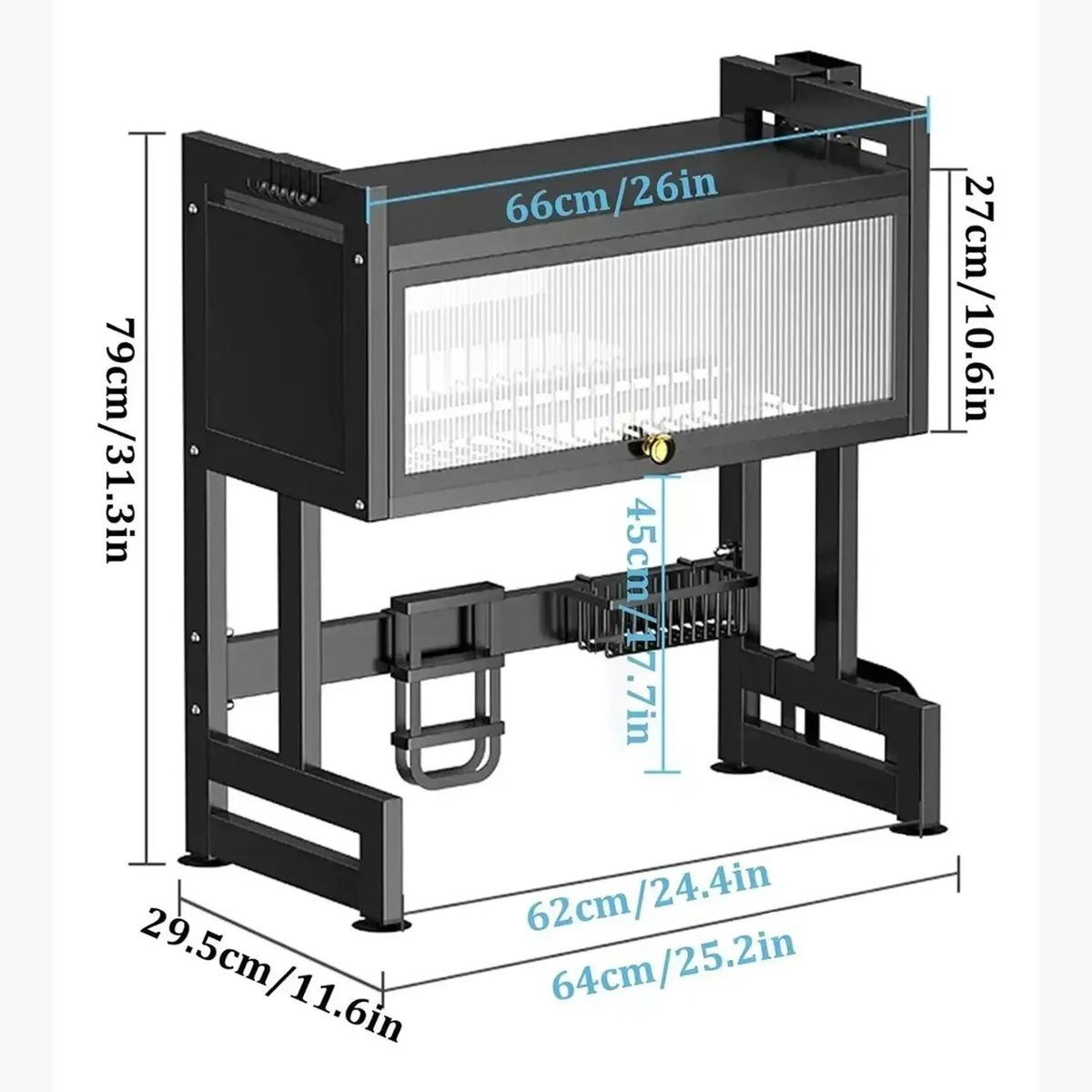 GENERICO - Escurridor Secaplatos Eoland Seca Loza 2 Niveles Acero Negro 65 Cm Rejilla Secador