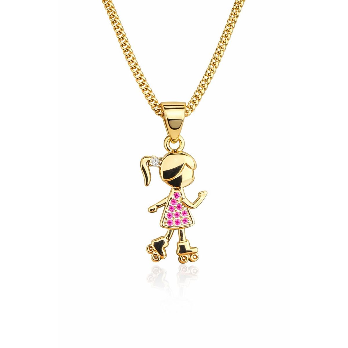 JOYAS LANDEROS - Collar Niña Cristales Patines Enchapado en Oro 18k 50CM
