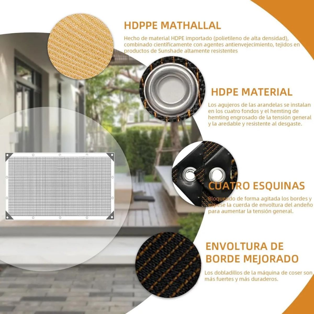 GENERICO - Lona De Malla De Sombra 3x5m Tasa De Sombreado 90 con Cuerda