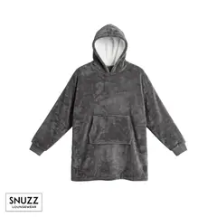 SNUZZ - Poleron Manta Sherpa con Gorro Gris Loungewear