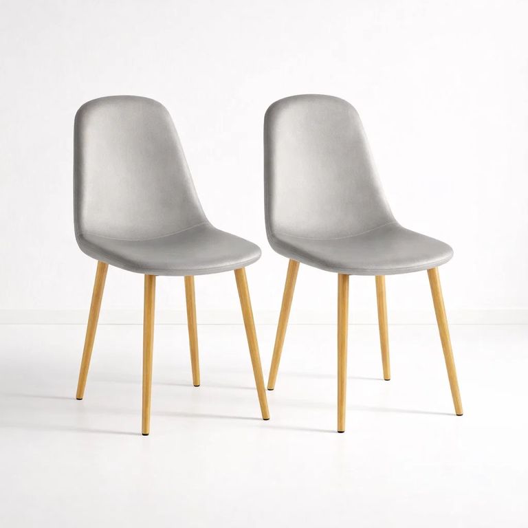 Pack de 2 Sillas Spoon Terciopelo - Gris Gris claro