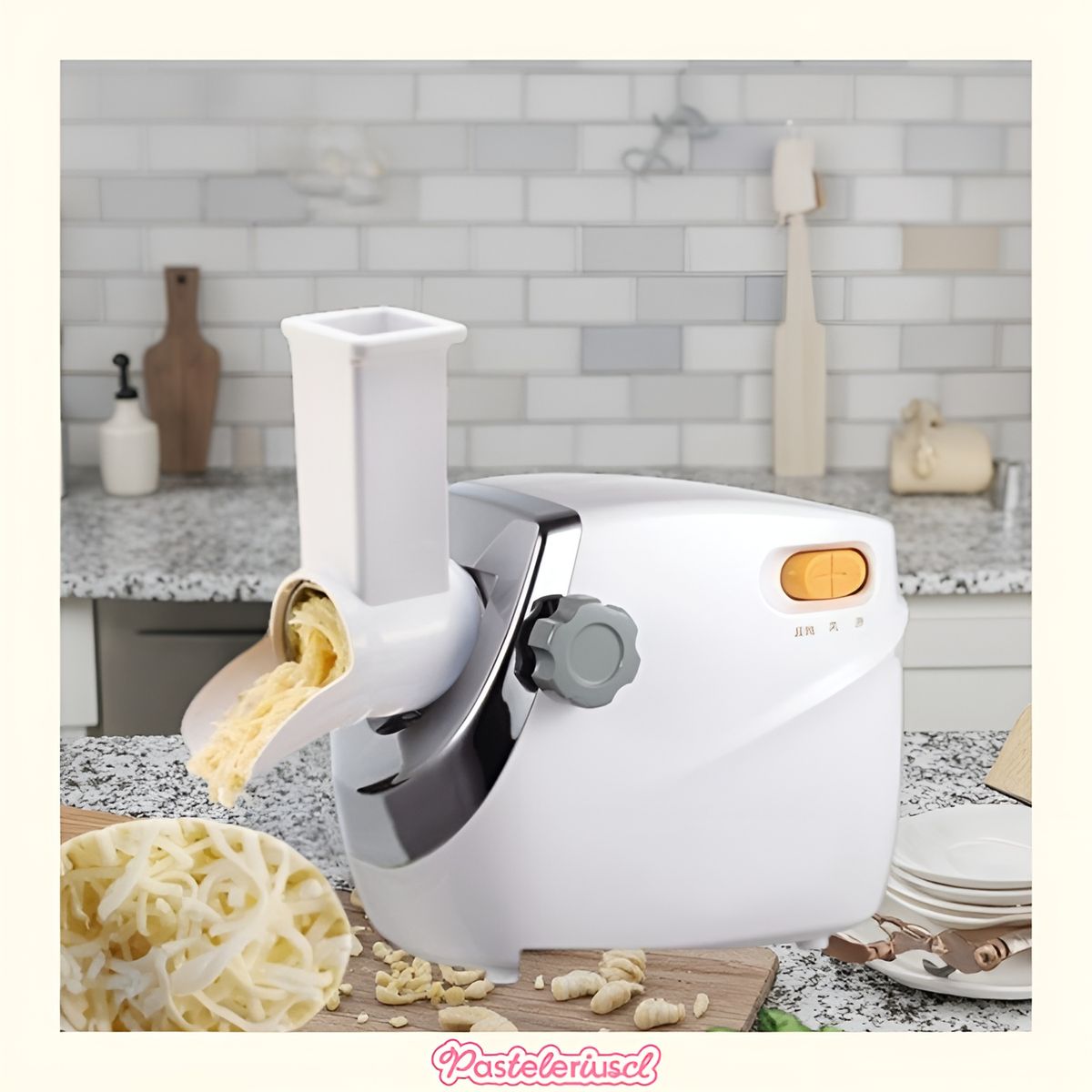PASTELERIUSCL - Rallador Comercial Eléctrico Giratorio Con 3 Cuchillas 300w Maquina Para Rallar Queso Rebanador