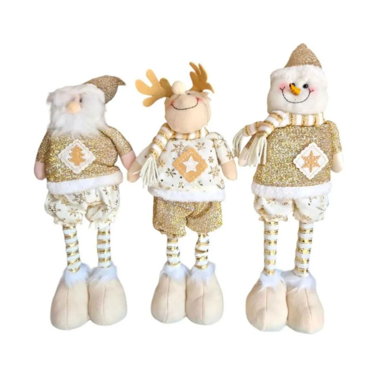 GENERICO - 3 Muñecos Nieve Renos Adornos Navideños Papá Noel