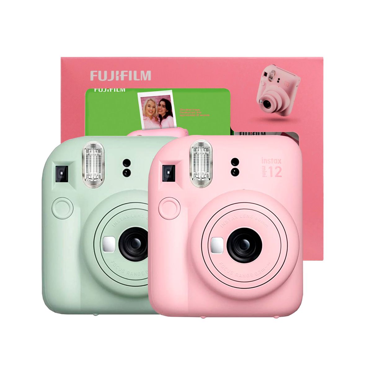 FUJIFILM - Pack Cámaras Instantaneas Instax Mini 12 Verde y Rosa