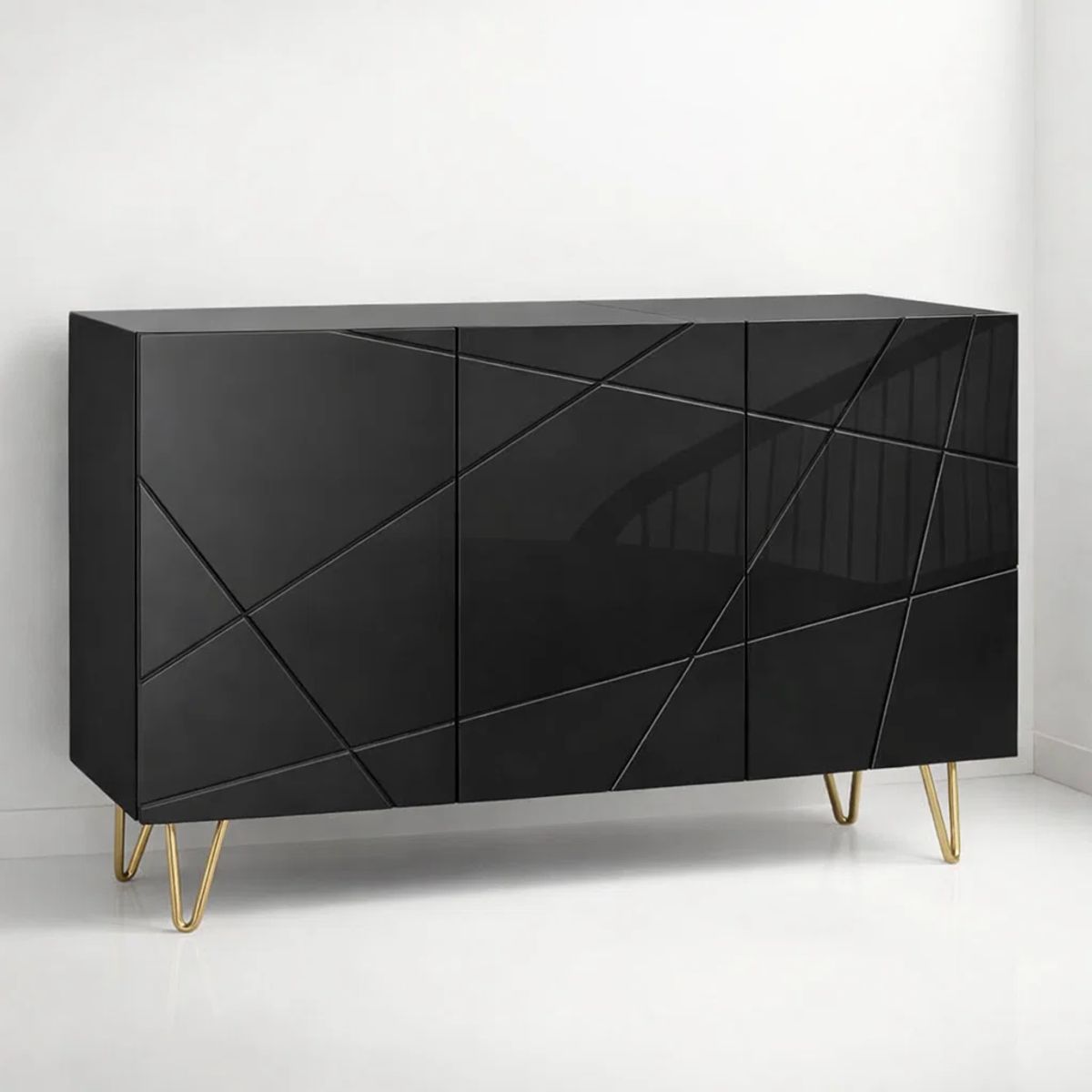 KLIK - Buffet Moderno LuxLine Negro con Patas Doradas