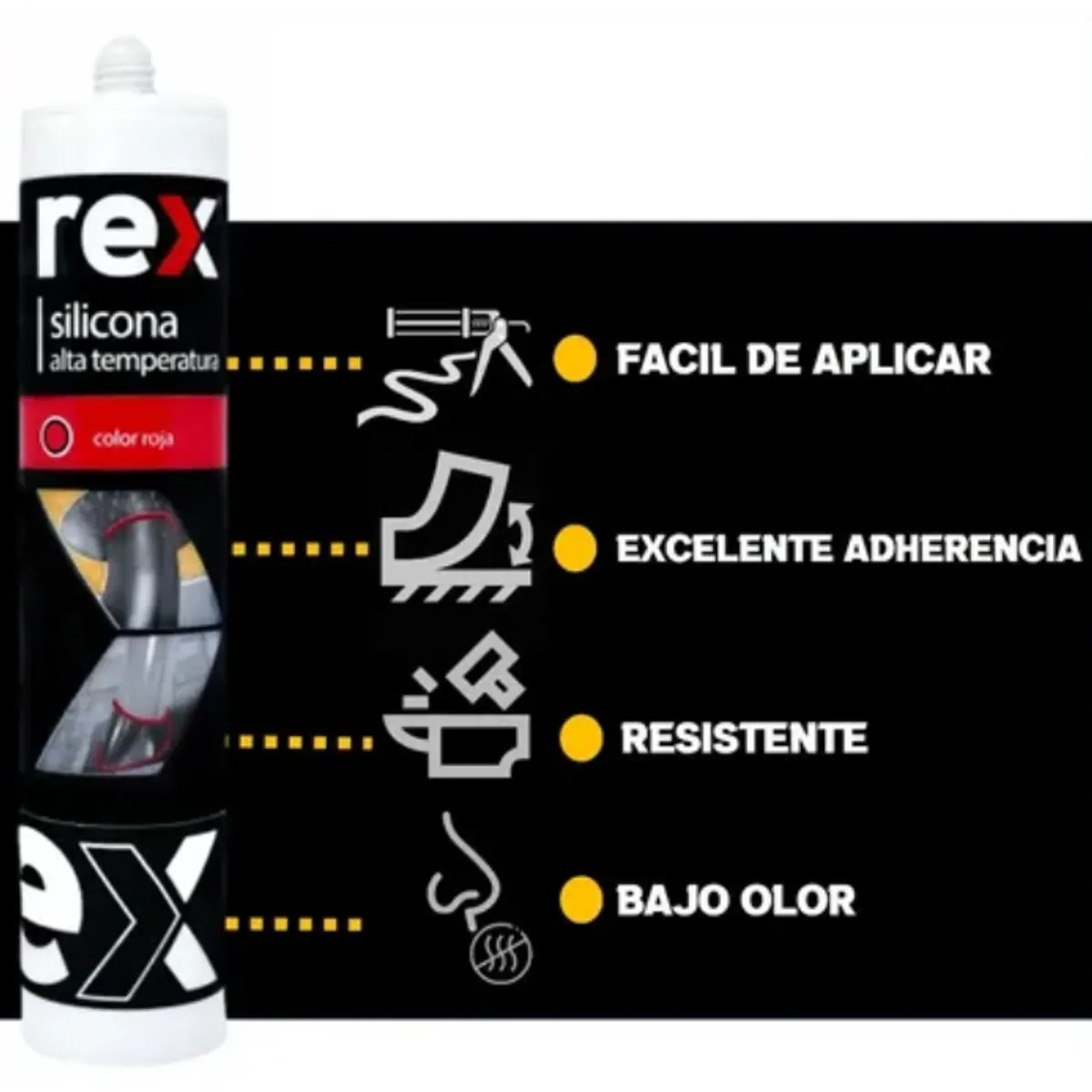 REX - Silicona Alta Temperatura Rojo 300ml REX