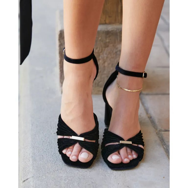 Zapato De Fiesta Terciopelo Palma Negro