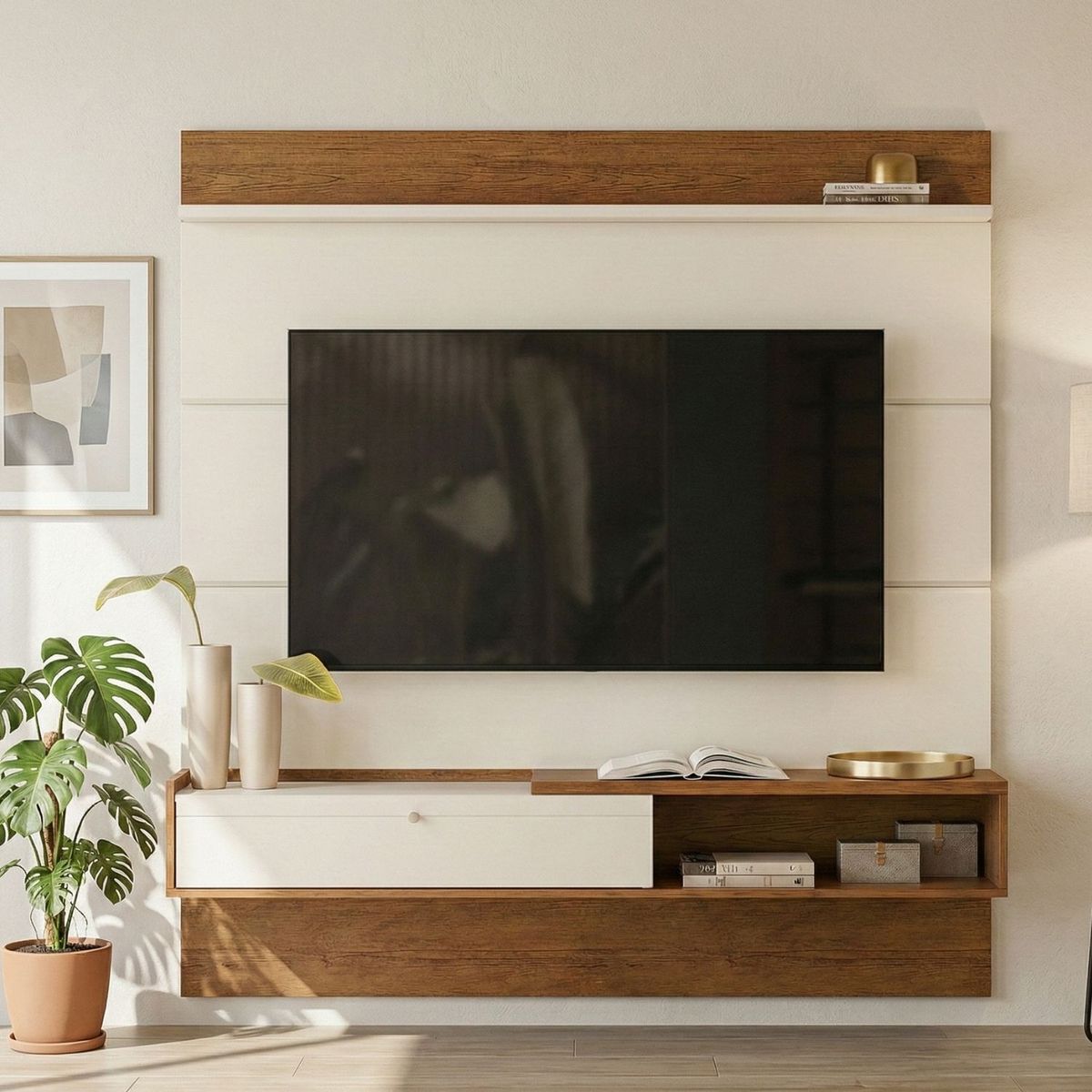 EXIT - Panel TV hasta 65 pulgadas Beige Nogal - Triunfo