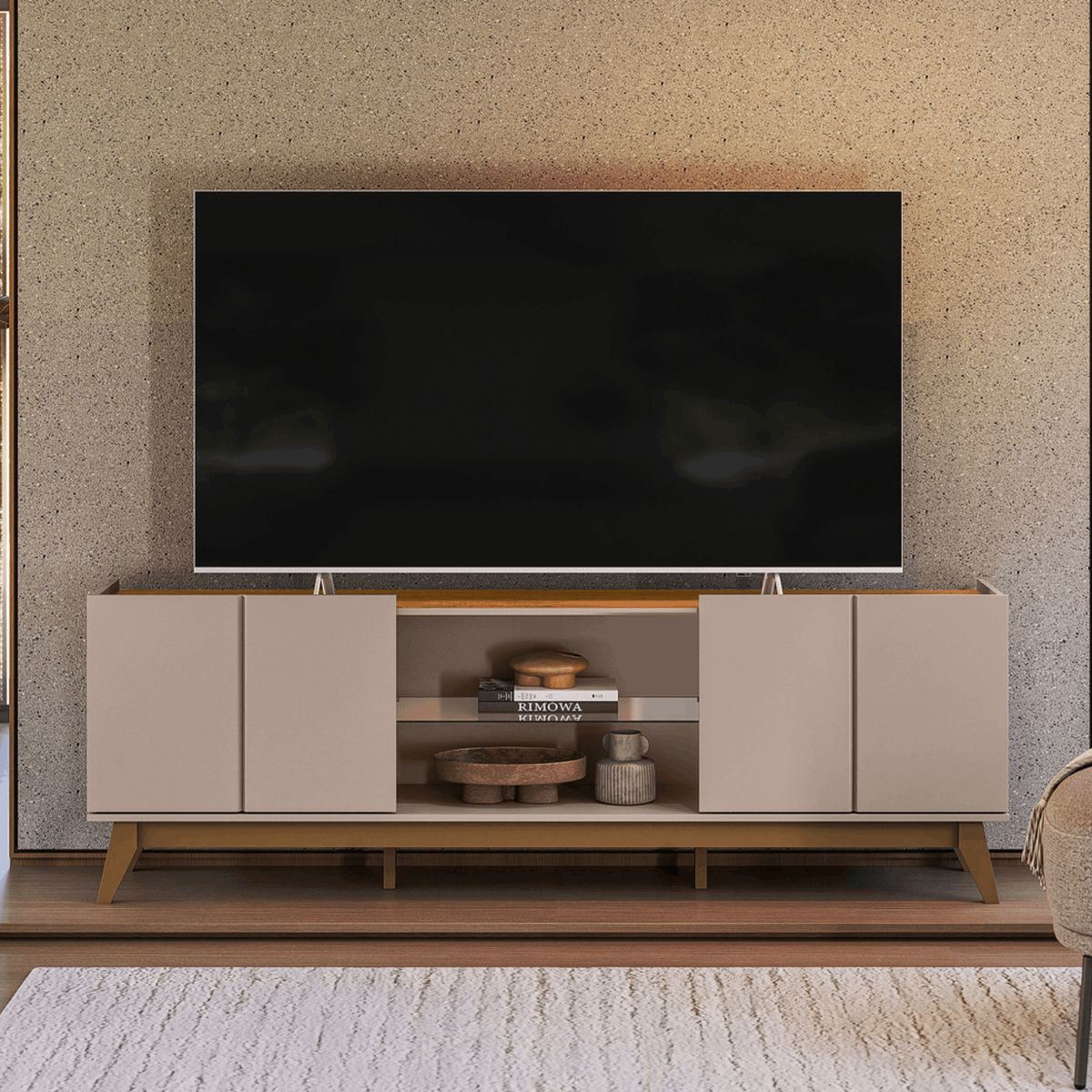 EXIT - Rack TV hasta 75 pulgadas 200x67x35 cm Gris - Guaruja