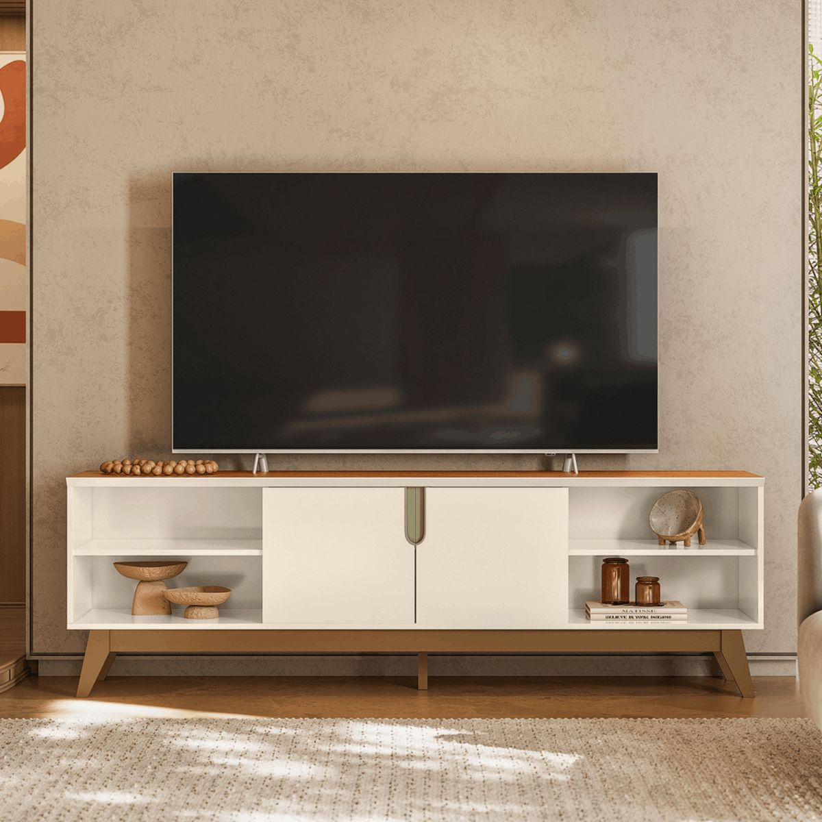 EXIT - Rack TV hasta 75 pulgadas 183x58x37 cm Beige - Campinas