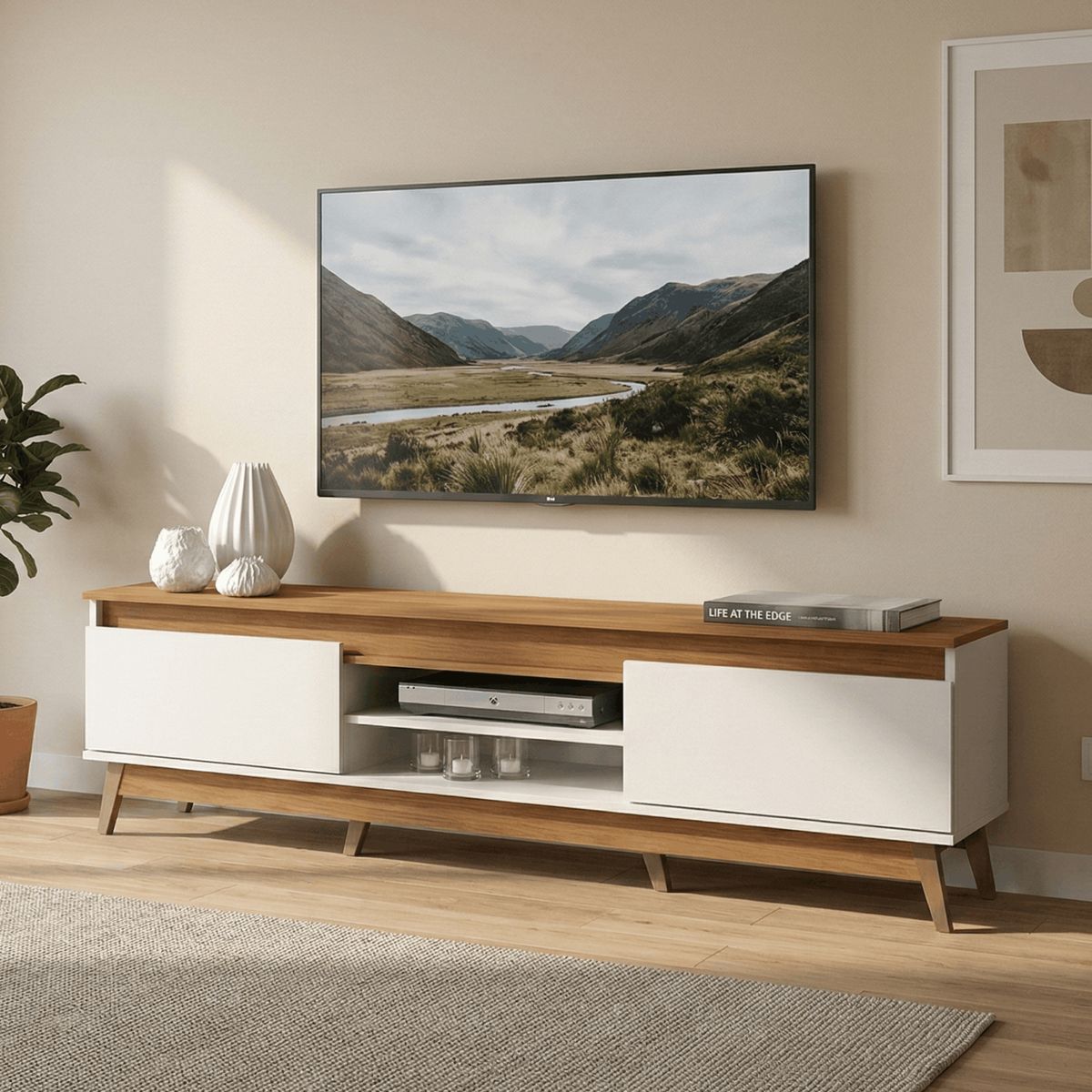 EXIT - Rack TV hasta 85 pulgadas 180x50x32 cm Beige - Texas