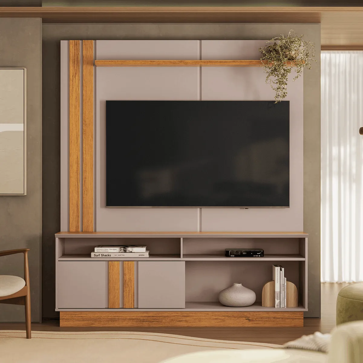 EXIT - Estante TV hasta 60 pulgadas 160x180x36 cms Gris - Fortaleza