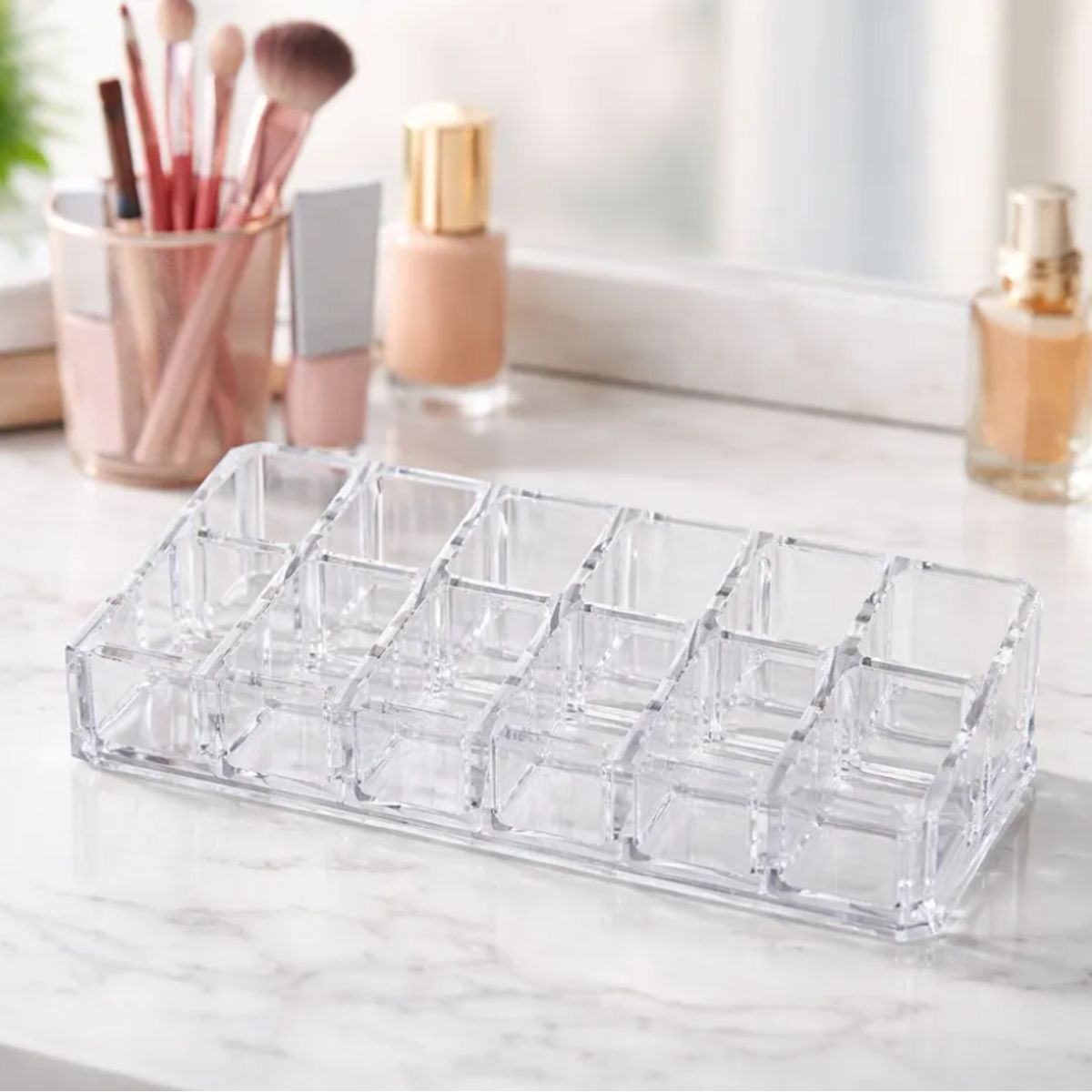 GENERICO - Organizador acrílico para maquillaje 12 compartimentos