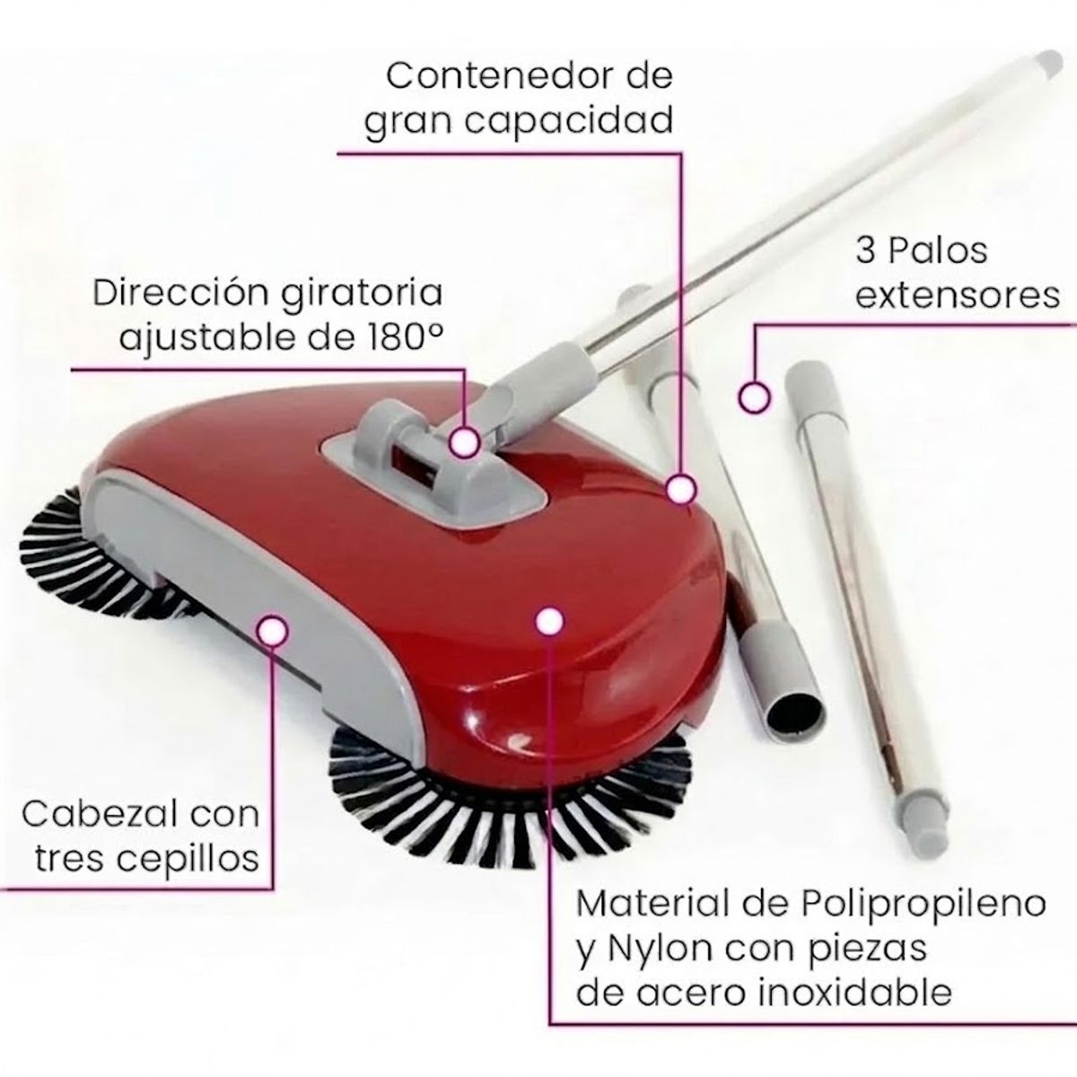 GENERICO - Escoba Mágica Giratoria o Barredora giratoria manual