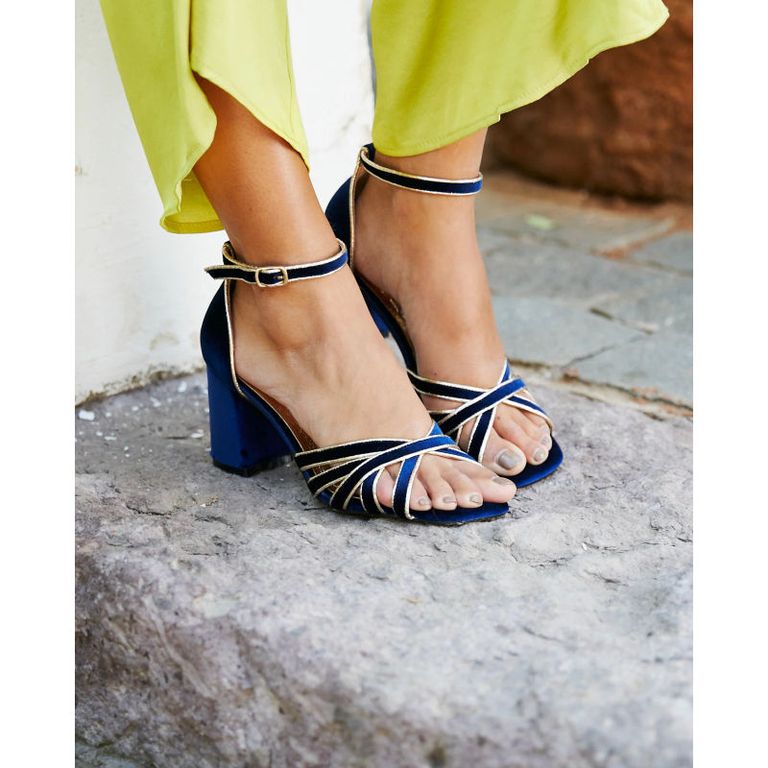 Zapato De Fiesta Terciopelo Bilbao Azul Oscuro