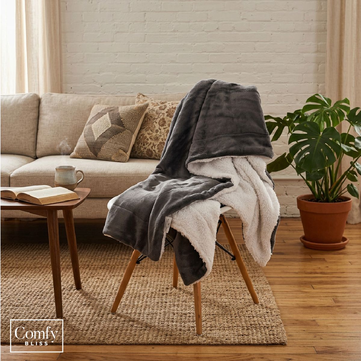 COMFY BLISS - Manta Sherpa Gris Adulto Suave Premium 130x170cm Comfy Bliss Kiosclub