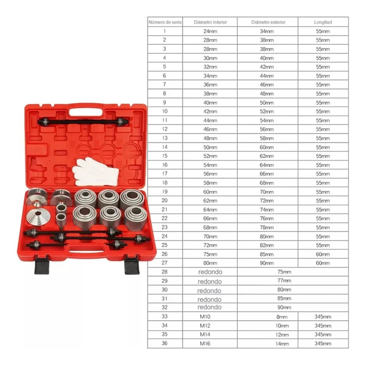 GENERICO - Extractor De Bujes Automotriz Universal Baleros 36pzs