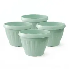 GENERICO - Pack 4 Maceteros Plástico Redondo Menta 15 cm