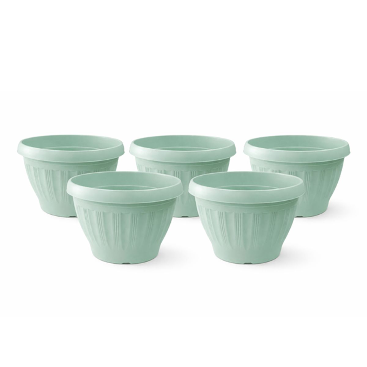 GENERICO - Pack 5 Maceteros Plástico Redondo Menta 15 cm