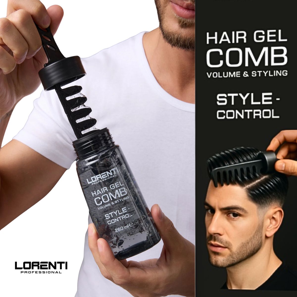 LORENTI PROFESSIONAL - Lorenti Gel Para Cabello con Peine para Controlar el Estilo 260ML