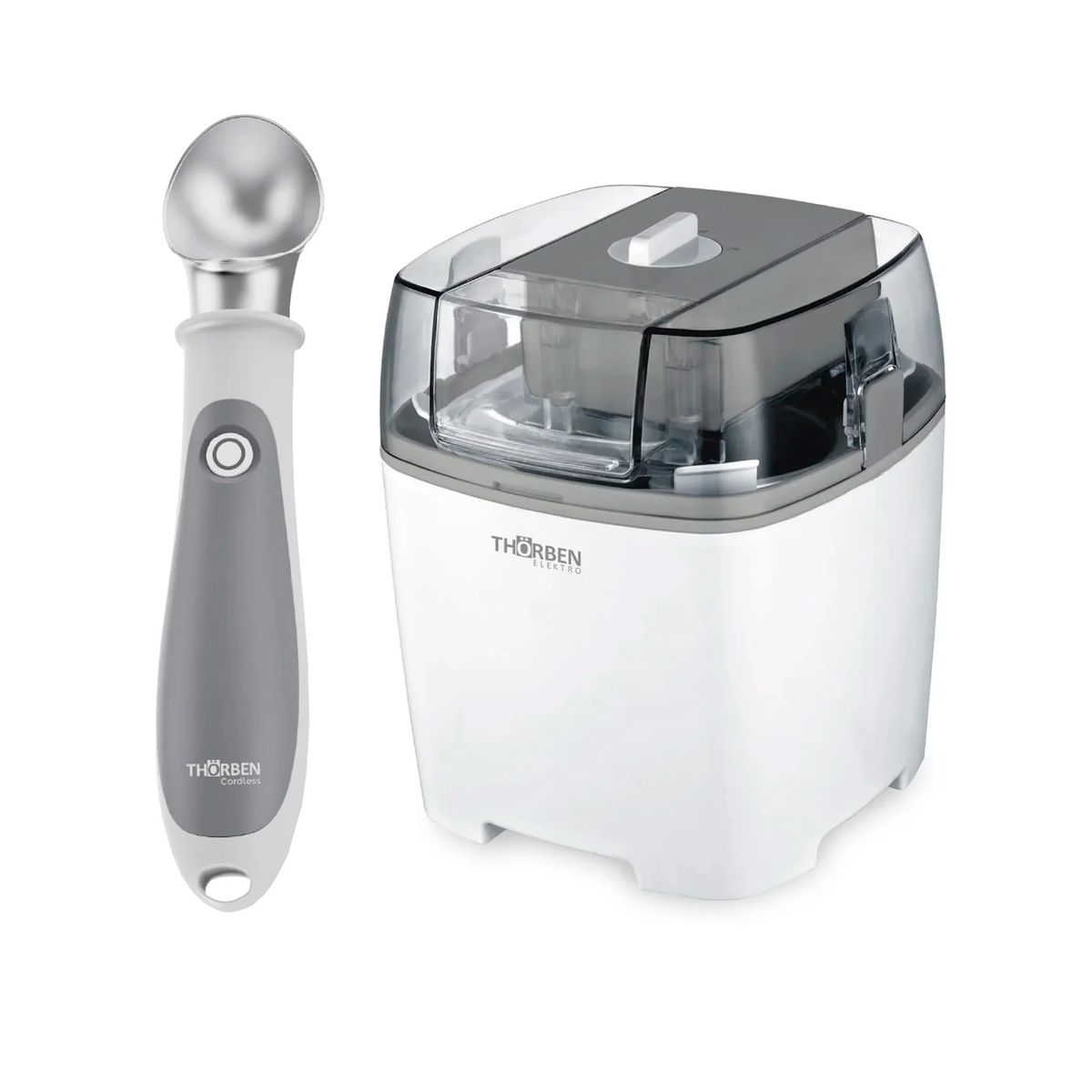 THORBEN - Pack Thorben Maquina de Helados Ice Creamy + Cuchara Electrica 2 Temp