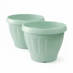 GENERICO - Pack 2 Maceteros Plástico Redondo Menta 19 cm