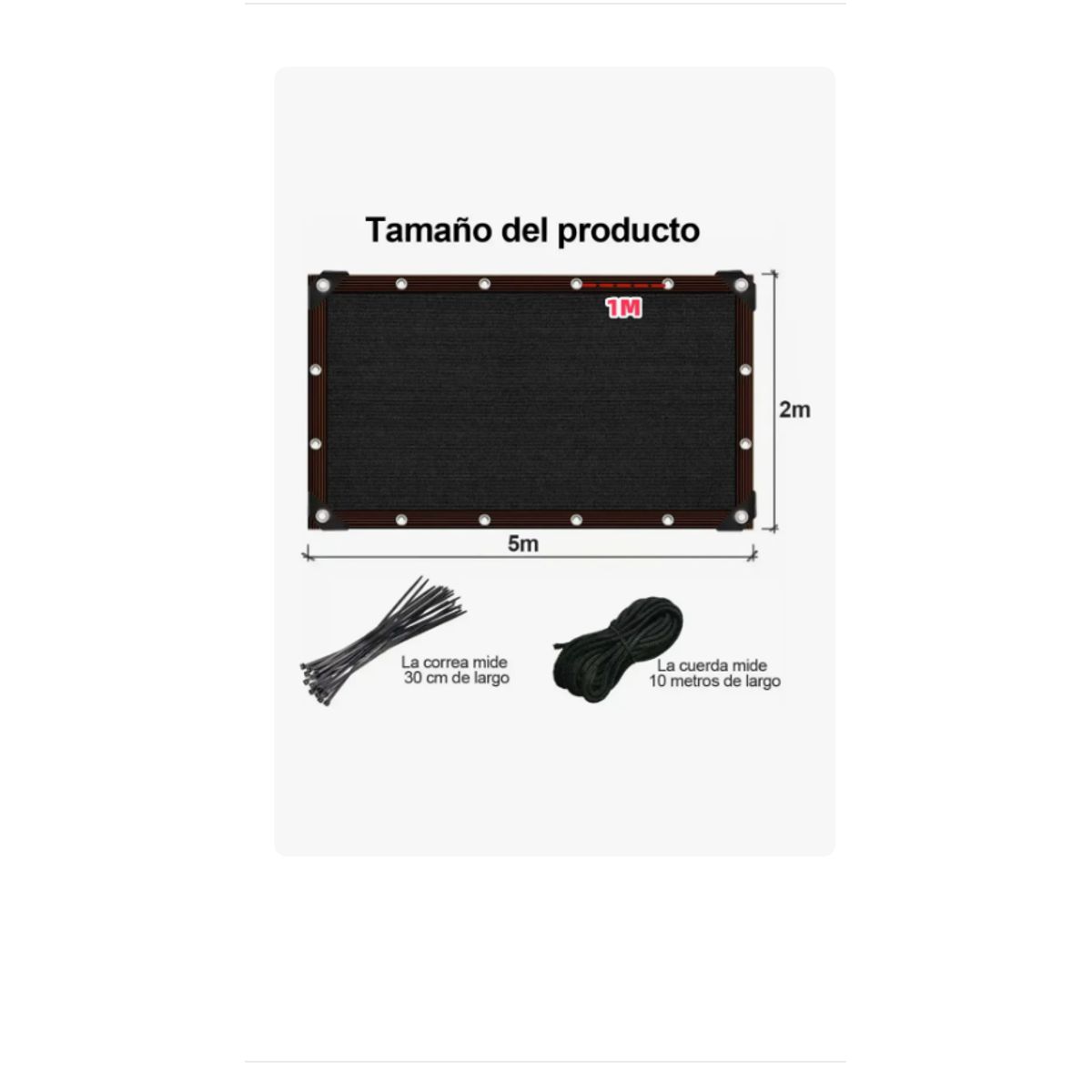 GENERICO - Valla De Malla Privacidad Fijaciones 2x5m + Cuerda Y Bridas
