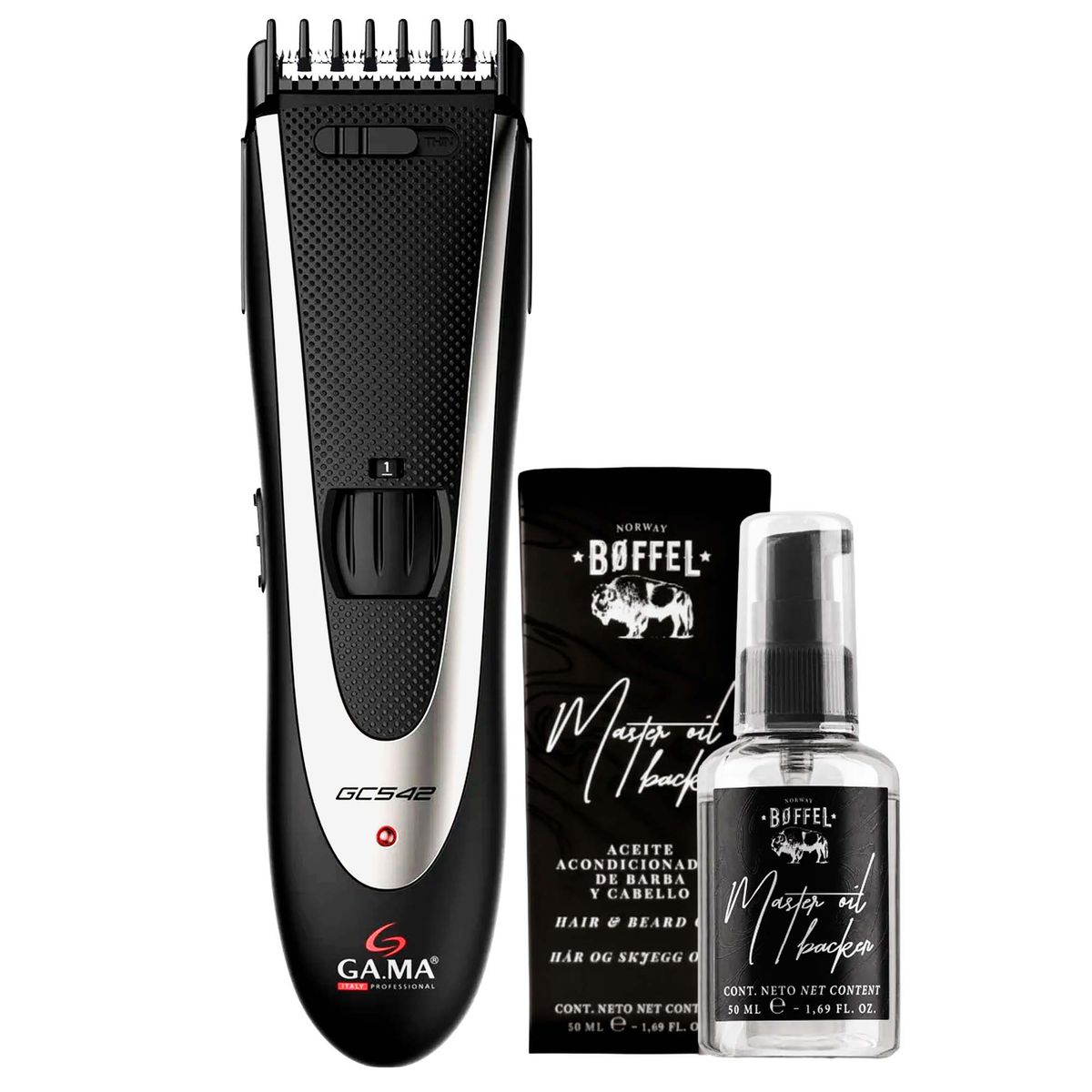 GAMA - Cortapelos Clipper Gama Gc542 Inalambrico + Aceite Acondicionador Boffel Barba Cabello