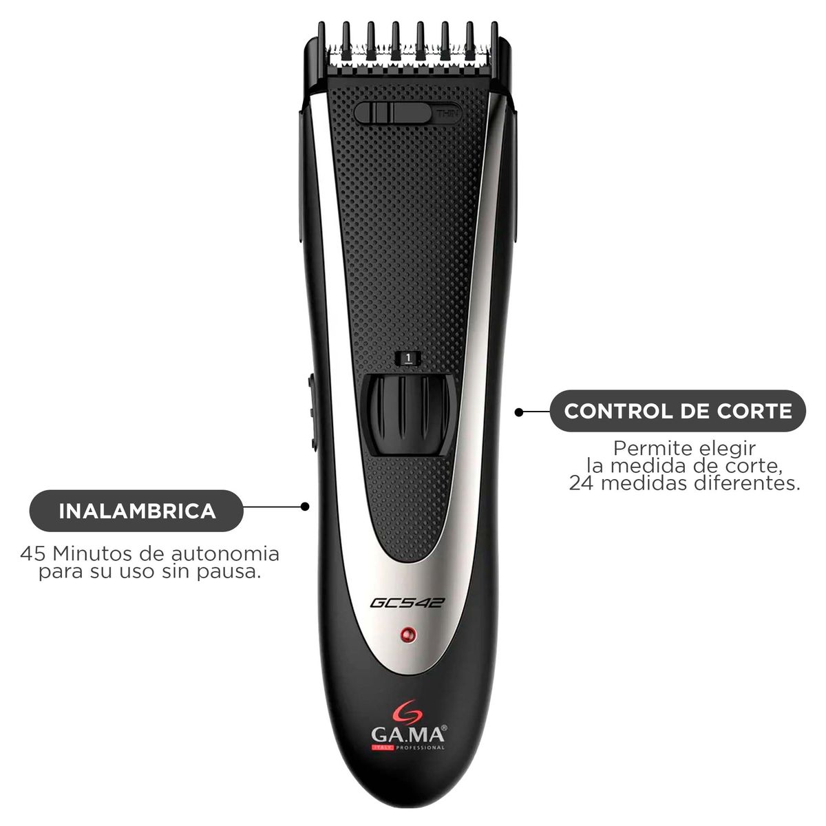 GAMA - Cortapelos Clipper Gama Gc542 Inalambrico + Aceite Acondicionador Boffel Barba Cabello