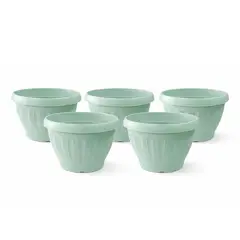 GENERICO - Pack 5 Maceteros Plástico Redondo Menta 23 cm