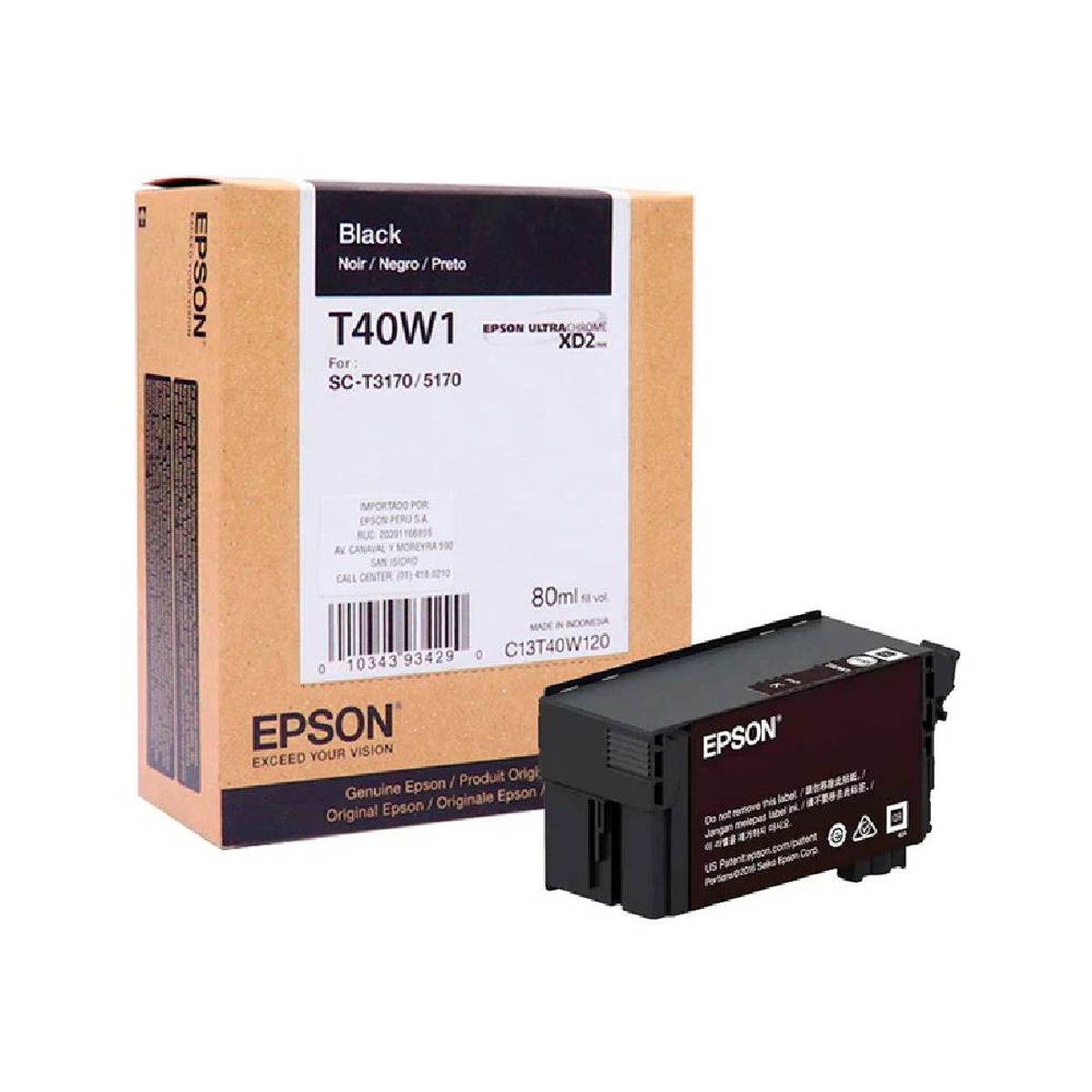 EPSON - Epson Cartucho T40W UltraChrome XD2 Negro 80ML T40W320