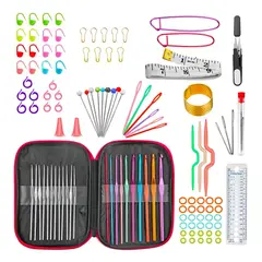 GENERICO - Set Crochet 100 Piezas Agujas Acero Accesorios Tijera Kit