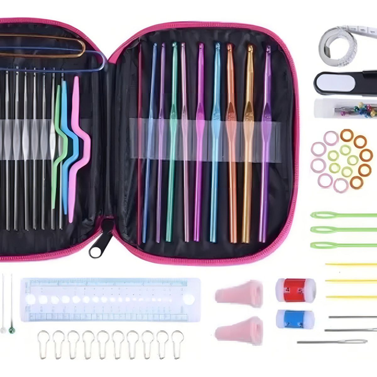 GENERICO - Set Crochet 100 Piezas Agujas Acero Accesorios Tijera Kit