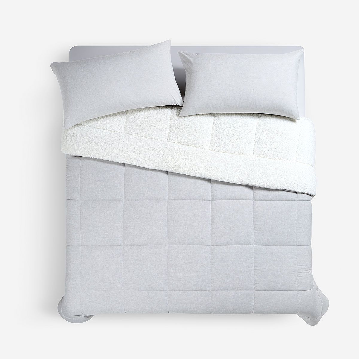 ROSEN - Plumón Sherpa Liso Greige Melange Super King