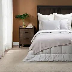 ROSEN - Plumón Sherpa Liso Greige Melange 1 Plaza