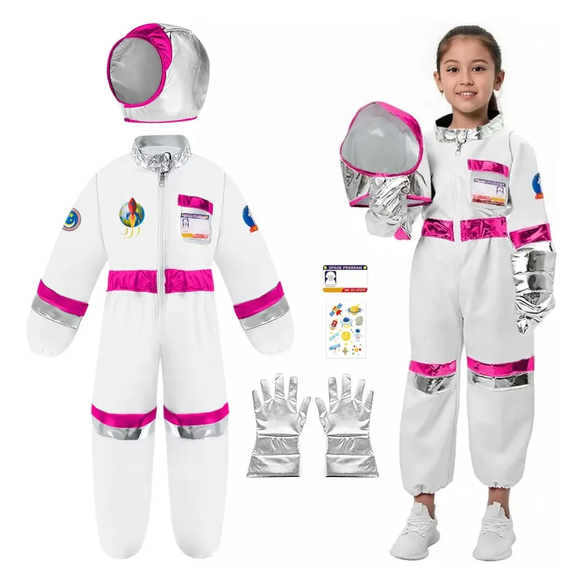 GENERICO - Set disfraz de Astronauta para niña talla S ( 2 a 4 años ), 100 a 110cm