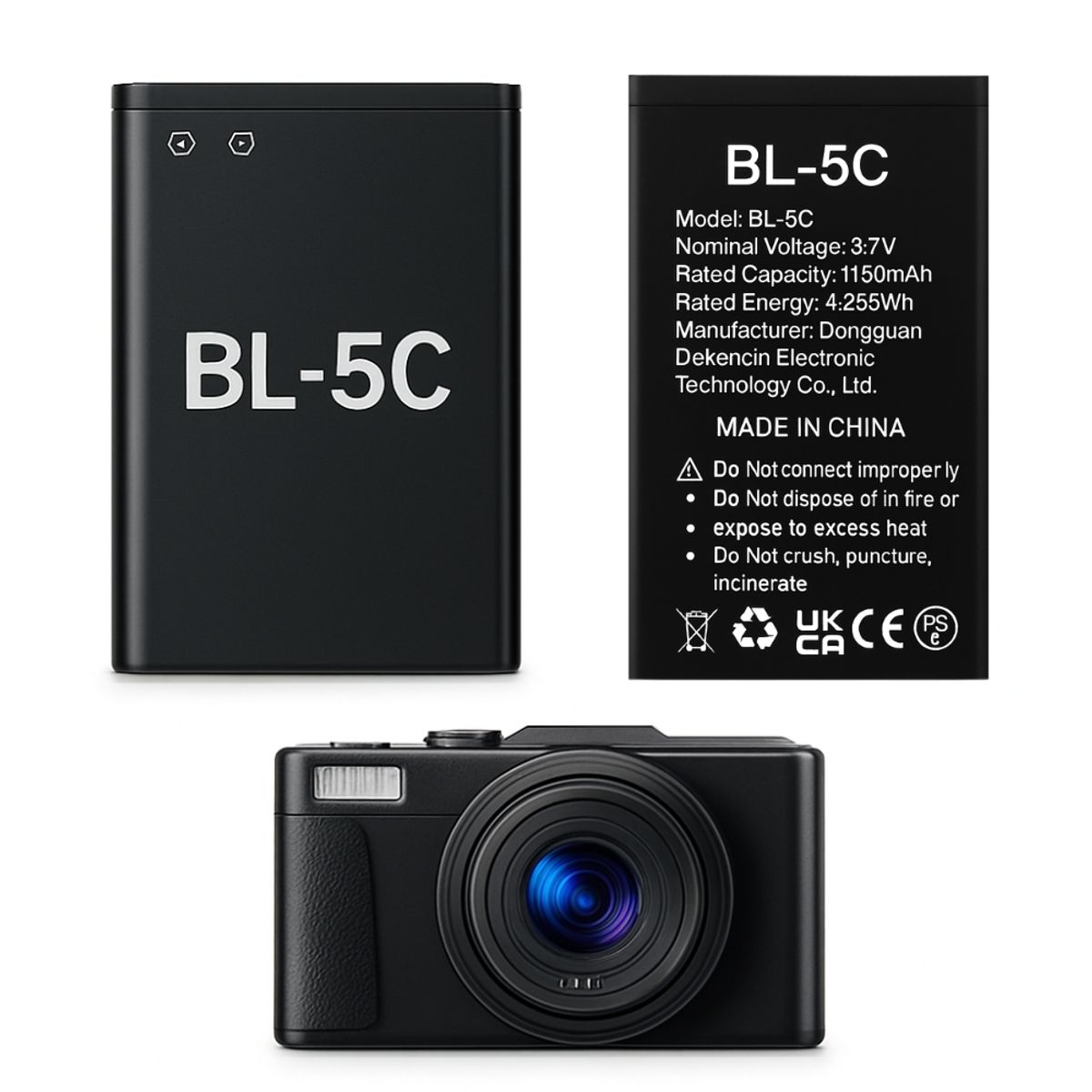 SHOOT - Batería BL-5C 1150mAh 3.7V para Cámara Digital Compatible