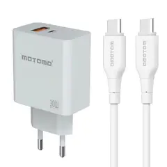 MOTOMO - Cargador de Pared USB-C 30W PD CR25 2 Puertos Blanco