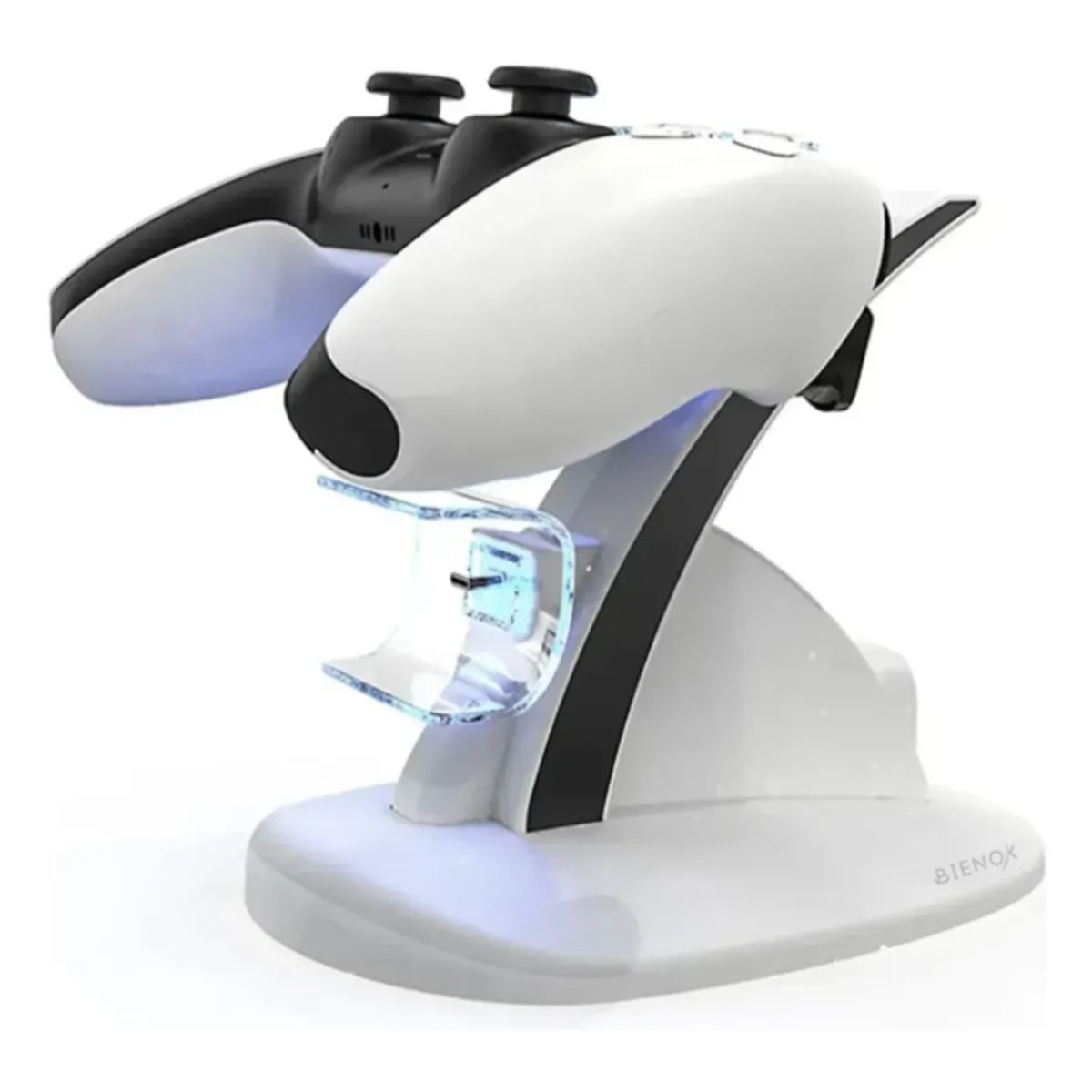 GENERICO - Cargador Dual Para Control Ps5 Soporte Base Dualsense Blanco