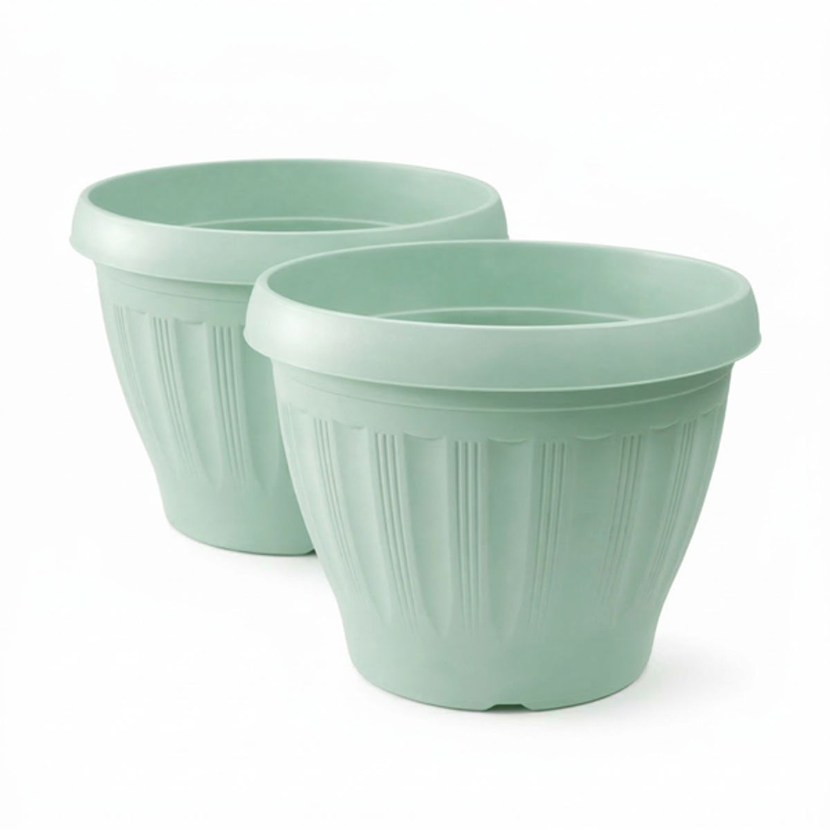 GENERICO - Pack 2 Maceteros Plástico Redondo Menta 35 cm