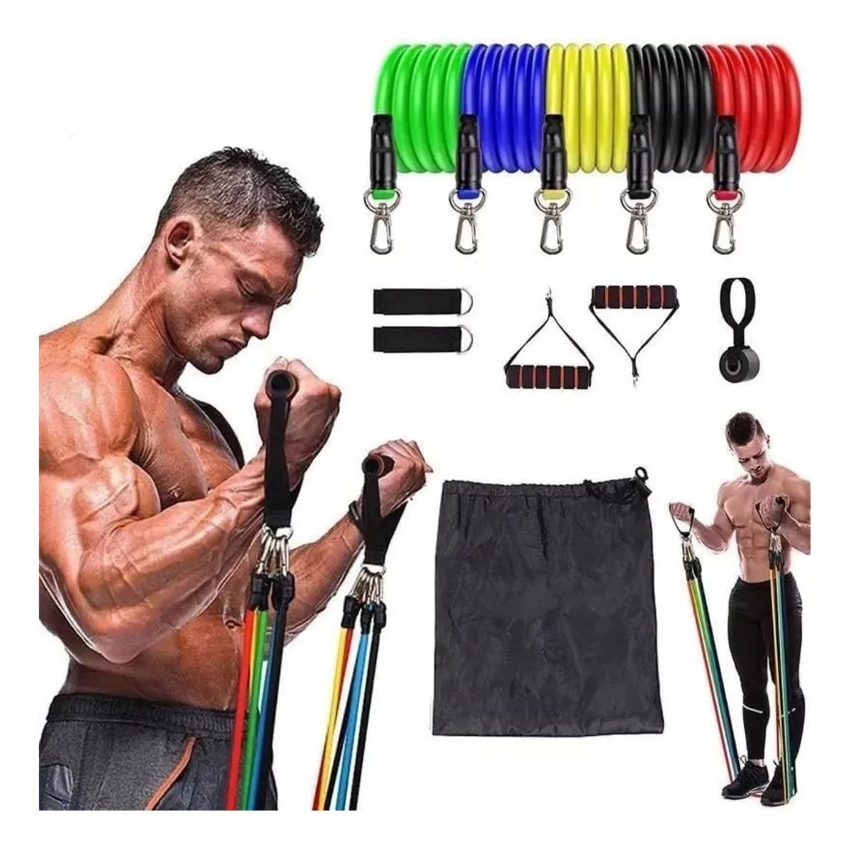 NO LOGO - Ligas Para Entrenamiento Fuerza Y Cuerda De Saltar 5 Pzas Colores