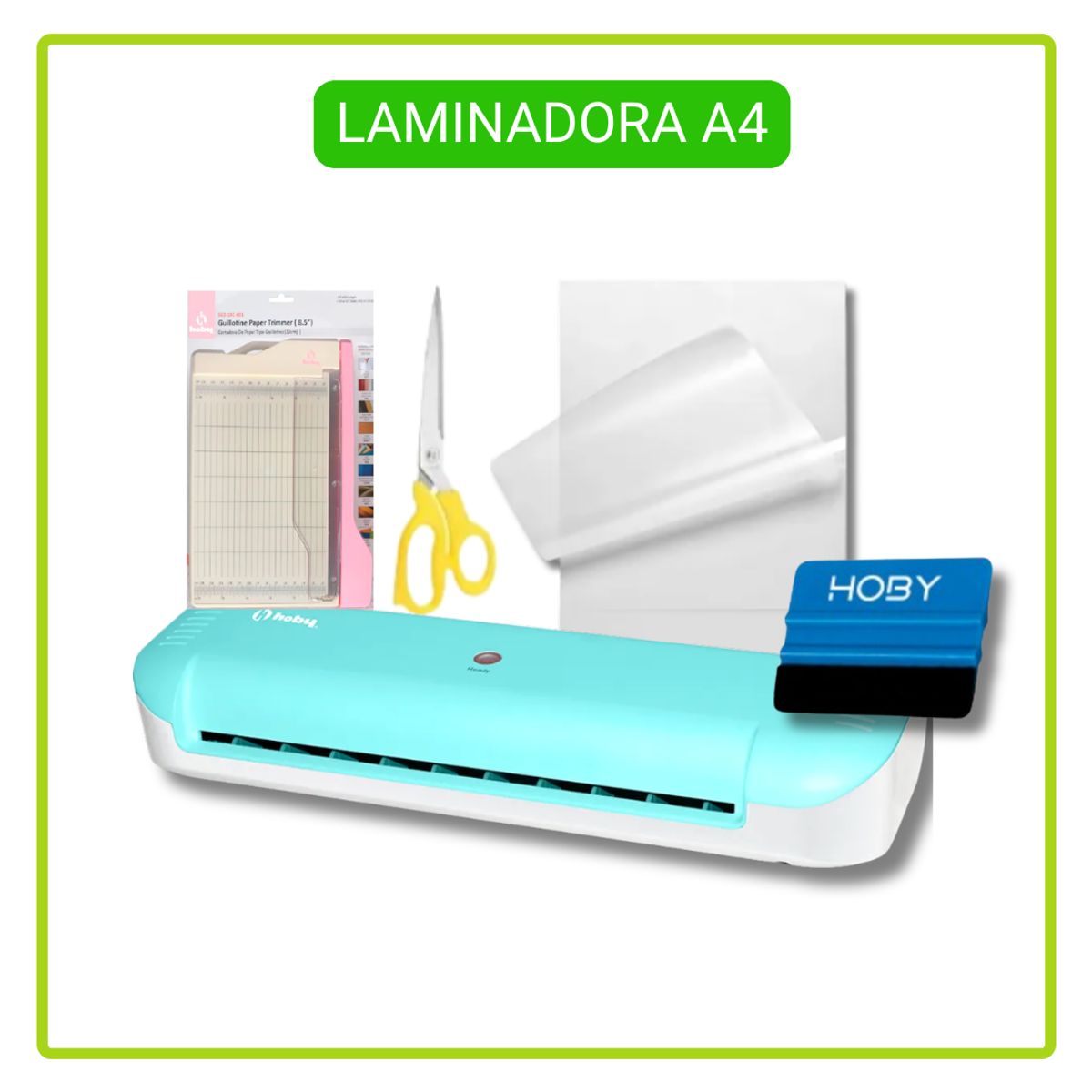 GENERICO - Plastificadora Laminadora Hoby A4 Verde OC02